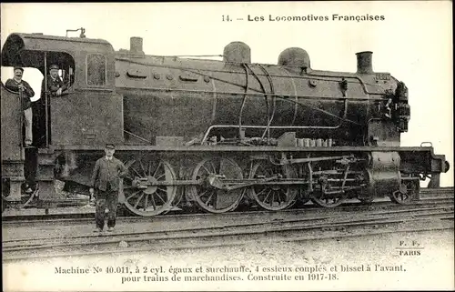 Ak Les Locomotives Francaises, Französische Eisenbahn, Dampflok, Tender 40.011