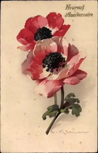 Künstler Litho Klein, Catharina, Anemonen, Blumen