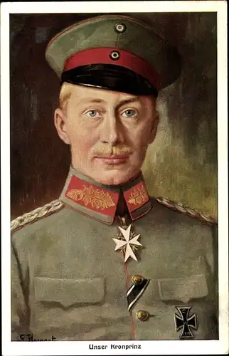 Künstler Ak Hornert, G., Kronprinz Wilhelm von Preußen, Portrait in Uniform, Eisernes Kreuz