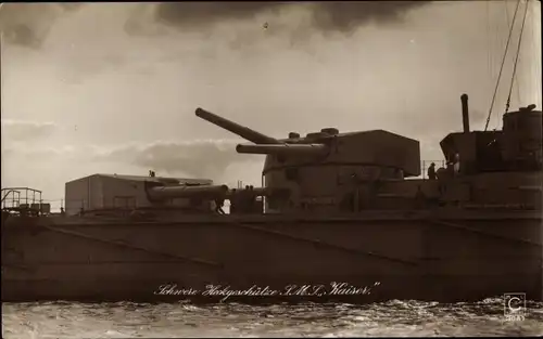 Ak Deutsches Kriegsschiff, SMS Kaiser, Schwere Heckgeschütze, Kaiserliche Marine