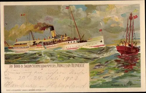 Litho Wladimir Linde, An Bord des Salon-Schnelldampfers "Prinzessin Heinrich"
