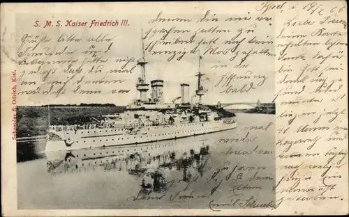 Ak Deutsches Kriegsschiff, SMS Kaiser Friedrich III, Kaiserliche Marine