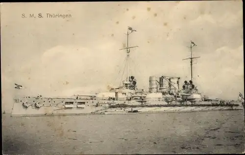 Ak Deutsches Kriegsschiff, SMS Thüringen, Kaiserliche Marine