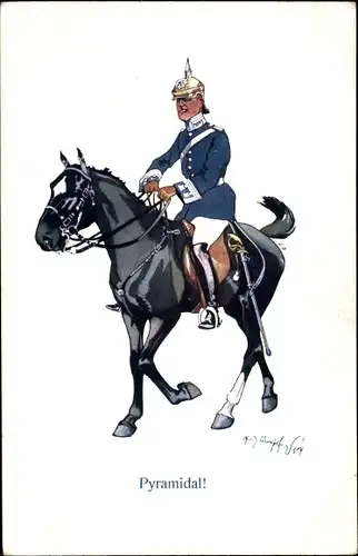 Künstler Ak Schönpflug, Fritz, Pyramidal, kuk Offizier auf einem Pferd, BKWI 864-3