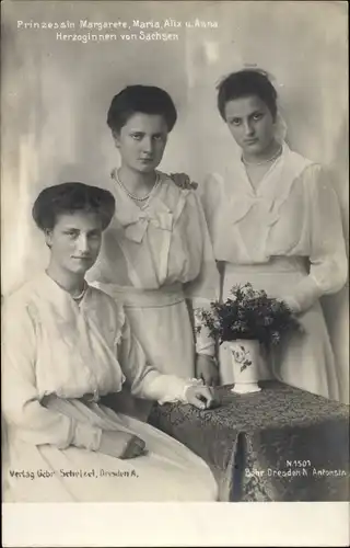 Ak Prinzessinnen Margarete, Maria Alix und Anna, Herzoginnen von Sachsen
