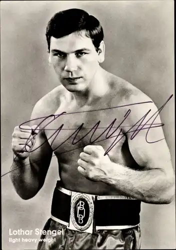 Ak Boxer Lothar Stengel, light heavy weight, Portrait, Autogramm