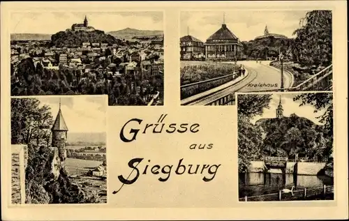 Ak Siegburg an der Sieg, Panorama, Kreishaus, Teilansichten