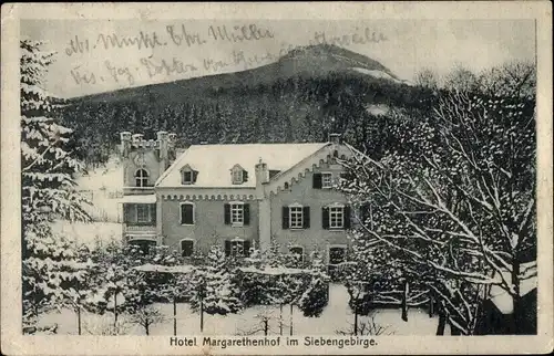 Ak Königswinter am Rhein, Hotel Margarethenhof, Winteransicht