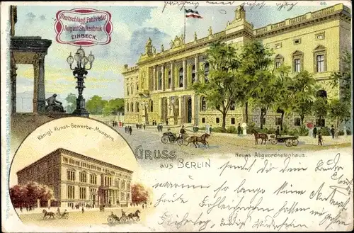 Litho Berlin Mitte, Neues Abgeordnetenhaus und Königliches Kunst Gewerbe Museum