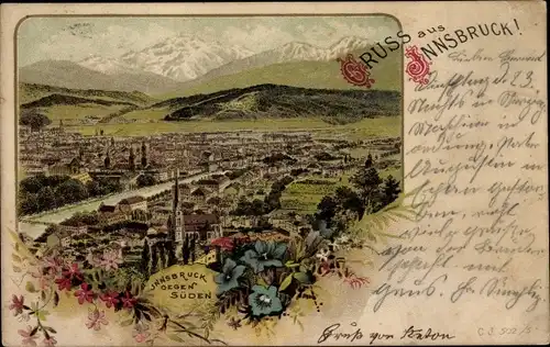 Litho Innsbruck in Tirol, Gesamtansicht gegen Süden