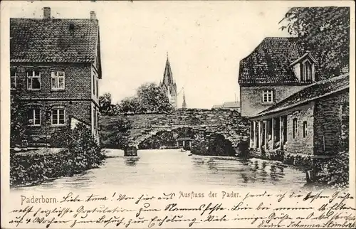 Ak Paderborn in Westfalen, Ausfluss der Pader