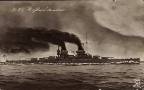 Ak Deutsches Kriegsschiff SMS Derfflinger, Panzerkreuzer, Kaiserliche Marine