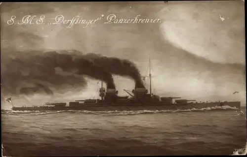Ak Deutsches Kriegsschiff, SMS Derfflinger, Panzerkreuzer, Kaiserliche Marine