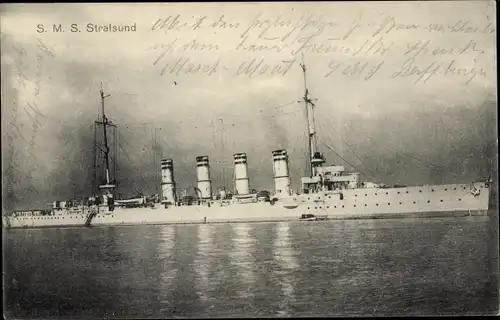 Ak Deutsches Kriegsschiff, SMS Stralsund, Kleiner Kreuzer der Kaiserlichen Marine