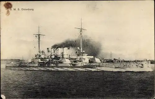 Ak Deutsches Kriegsschiff, SMS Oldenburg, Großlinienschiff, Kaiserliche Marine