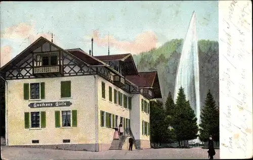 Ak Dornbirn Vorarlberg, Gasthaus Gütle, Fontäne