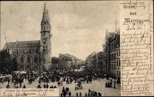 Ak Meiningen in Thüringen, Konzert der Regimentskapelle auf dem Marktplatz