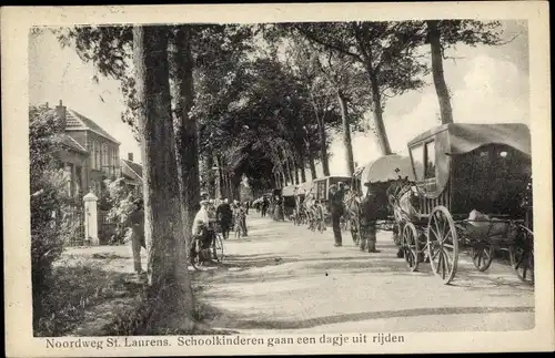 Ak Sint Laurens Middelburg Zeeland Niederlande, Noordweg, Schoolkinderen gaan een dagje uit rijden