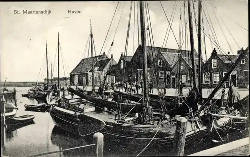 Ak Sint Maartensdijk Zeeland Niederlande, Haven, Boote