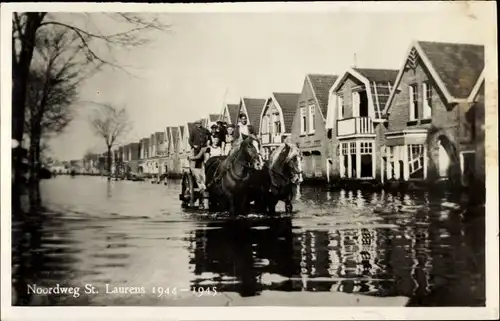 Ak Sint Laurens Middelburg Zeeland Niederlande, Noordweg, Überschwemmung 1944-1945