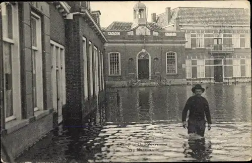 Ak Oud Vossemeer Zeeland Niederlande, Ramp te Oud Vossemeer, 13. März 1906, Watersnood
