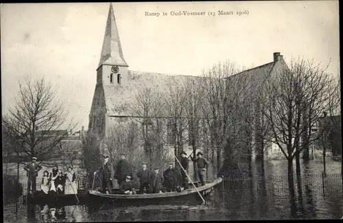 Ak Oud Vossemeer Zeeland Niederlande, Ramp te Oud Vossemeer, 13. Maart 1906, Watersnood