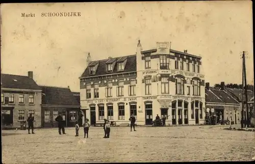 Ak Schoondijke Sluis Zeeland Niederlande, Markt, Hotel de Zwaan