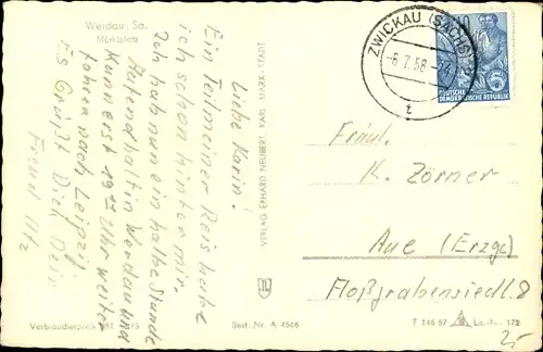 Ak Werdau in Sachsen, Marktplatz