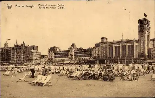 Ak Blankenberghe Blankenberge Westflandern, Plage et nouveau Casino