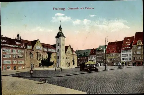 Ak Freiberg in Sachsen, Obermarkt mit Rathaus