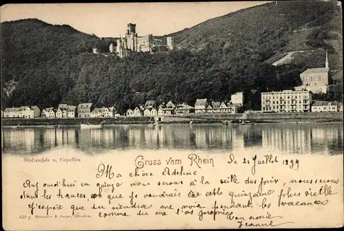 Ak Capellen Kapellen Stolzenfels Koblenz am Rhein, Ortsansicht