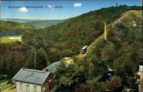 Ak Wiesbaden in Hessen, Nerobergbahn mit Neroberg