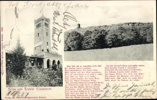 Ak Rinteln an der Weser, Rinteler Klippenturm, Weserlied