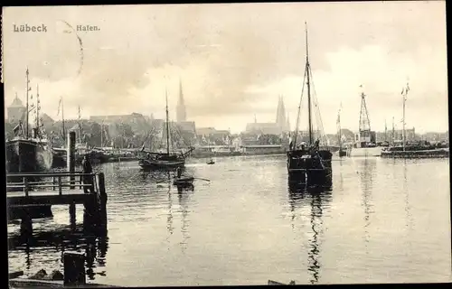 Ak Hansestadt Lübeck, Hafen