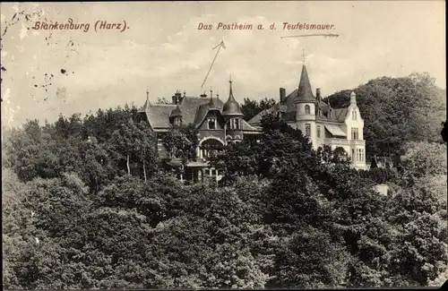 Ak Blankenburg am Harz, Das Postheim an der Teufelsmauer