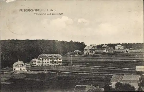 Ak Friedrichsbrunn Thale im Harz, Villenviertel und Sanatorium