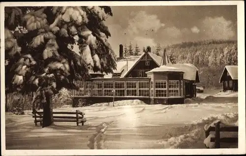 Ak Bermersbach Forbach im Schwarzwald Baden, Waldhaus Rote Lache, Winter