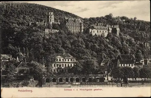 Ak Heidelberg am Neckar, Schloss von der Hirschgasse aus