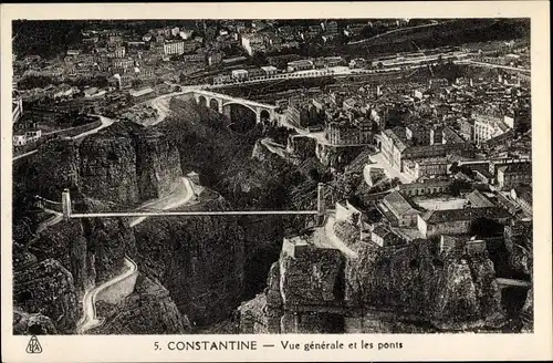 Ak Constantine Algerien, Vue generale et les ponts