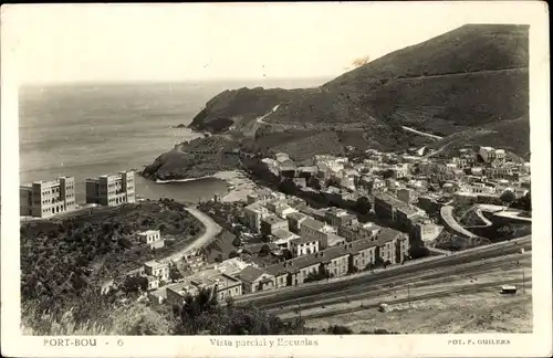 Ak Portbou Port Bou Katalonien, Vista parcial y Escuelas