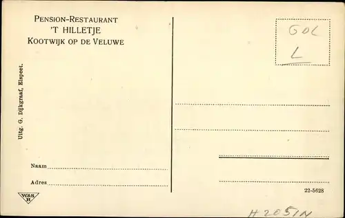 Ak Kootwijk Barneveld Gelderland Niederlande, Pension Restaurant 't Hilletje