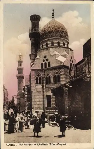 Ak Cairo Kairo Ägypten, The Mosque of Khaibeck, Blue Mosque, Minarett