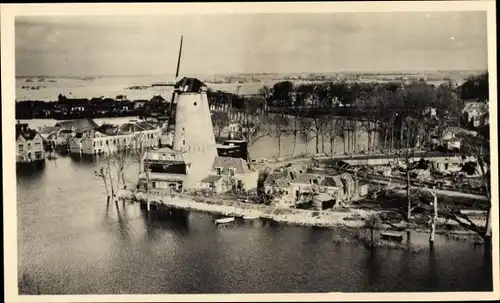 Ak Walcheren Zeeland, onder water, Windmühle