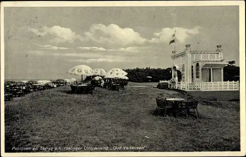 Ak Naarden Nordholland Niederlande, Paviljoen en terras a/h IJsselmeer Uitspanning Oud-Valkeveen