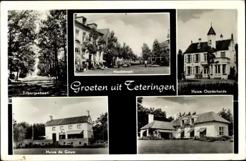 Ak Teteringen Nordbrabant, Tilburgsebaan, Hoofstraat, Huize Oosterheide, Huize de Gouw