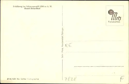 Ak Feldberg im Schwarzwald, Hotel Hebelhof