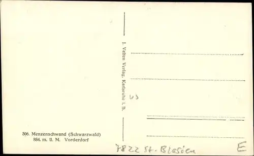 Ak Menzenschwand Sankt Blasien im Schwarzwald, Blick auf das Vorderdorf