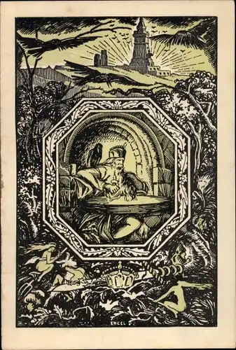 Künstler Ak Bad Frankenhausen im Kyffhäuserkreis, 25jh Bestehen des Kyffhäuserdenkmals 1921