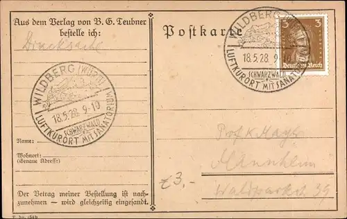 Ak Bestellkarte, Verlag von B. G. Teubner