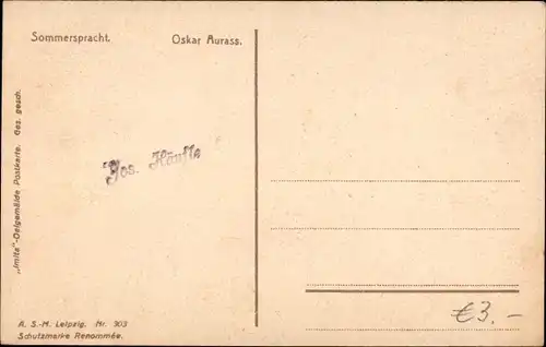 Künstler Ak Auras, Oskar, Sommerspracht, Parkanlage mit blühenden Sträuchern